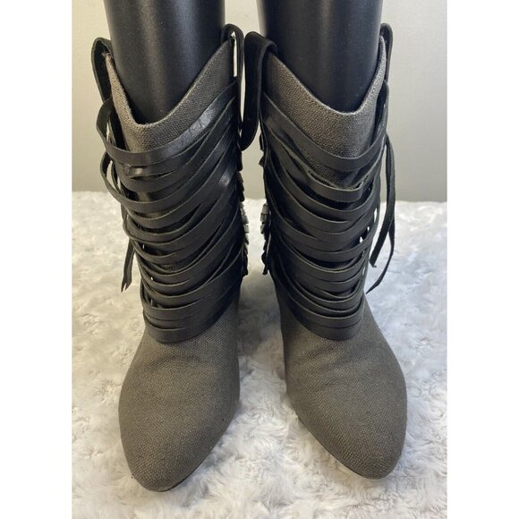 GUESS Shoes - Guess By Marciano VTG ankle Booties Size 6 Fringe Cone Heel Fabric See details